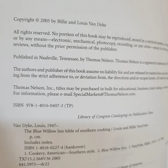 The Blue Willow Inn Bible of Southern Cooking Cookbook~ GUC ~ FINAL PRICE - Picture 6 of 16